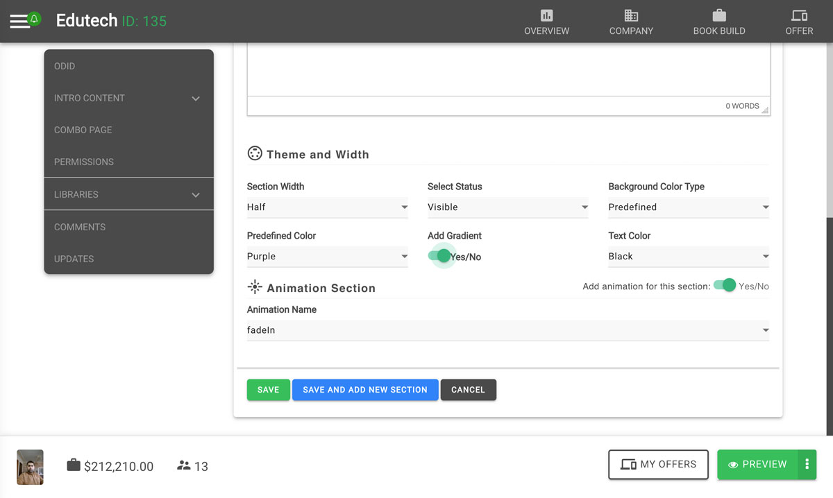 Theme and Animation option in Campaigner