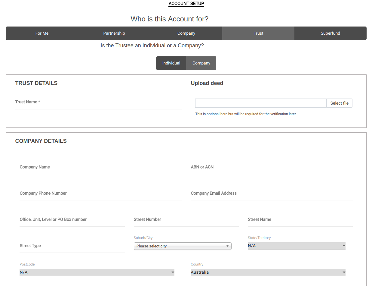 Billfolda Account Managment for Trust Investors